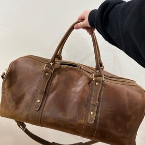 Brown Leather Men's Duffel Bag